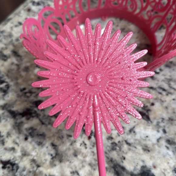 PINK GLITTER PRINCESS CROWN AND MAGIC WAND SET - Picture 4 of 5